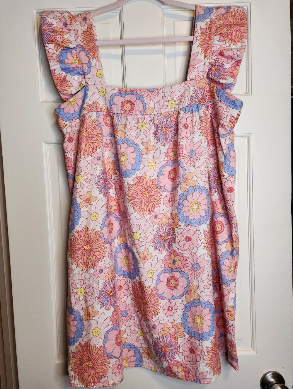 Hawaiian 60's Resortware Euro Summer Tuckernuck Dress Pink Floral Mod XXL Plus